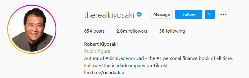 Robert Kiyosaki Instagram Crypto Influencers