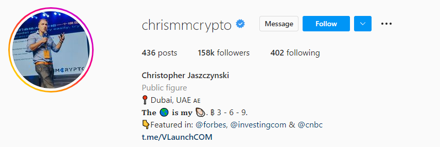 Christopher Jaszczynski Instagram Crypto Influencer