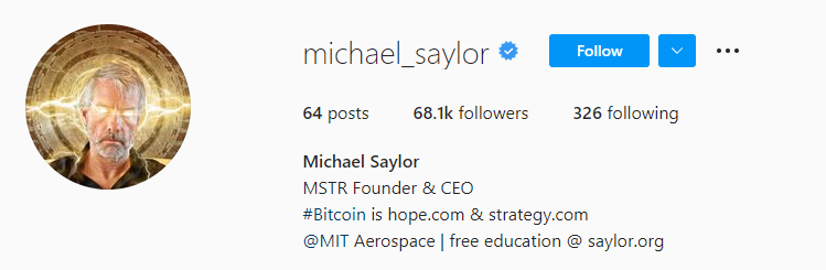 Michael Saylor Instagram Crypto Influencer