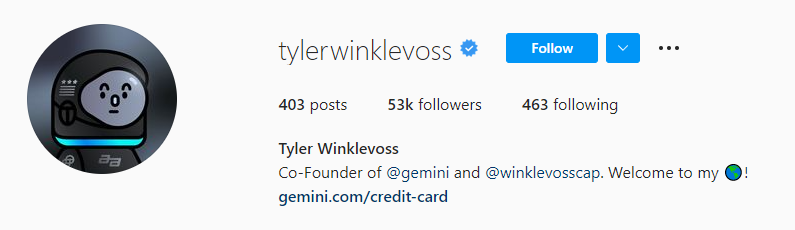 Tyler Winklevoss Instagram Crypto Influencer
