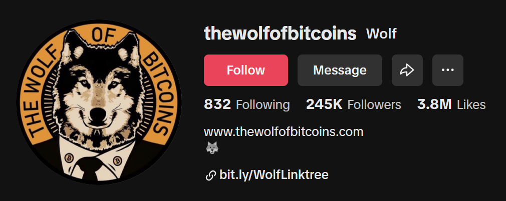 Wolf TikTok Crypto Influencer