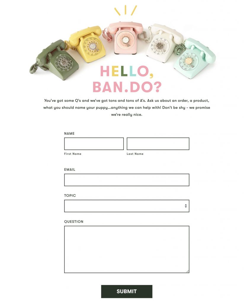 Ban.do proves that contact forms don’t need to be boring
