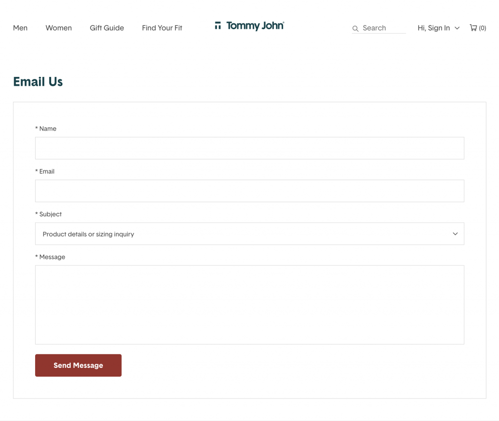 Tommy John’s Contact Page