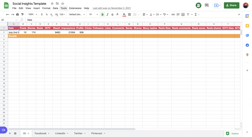 Social insights template