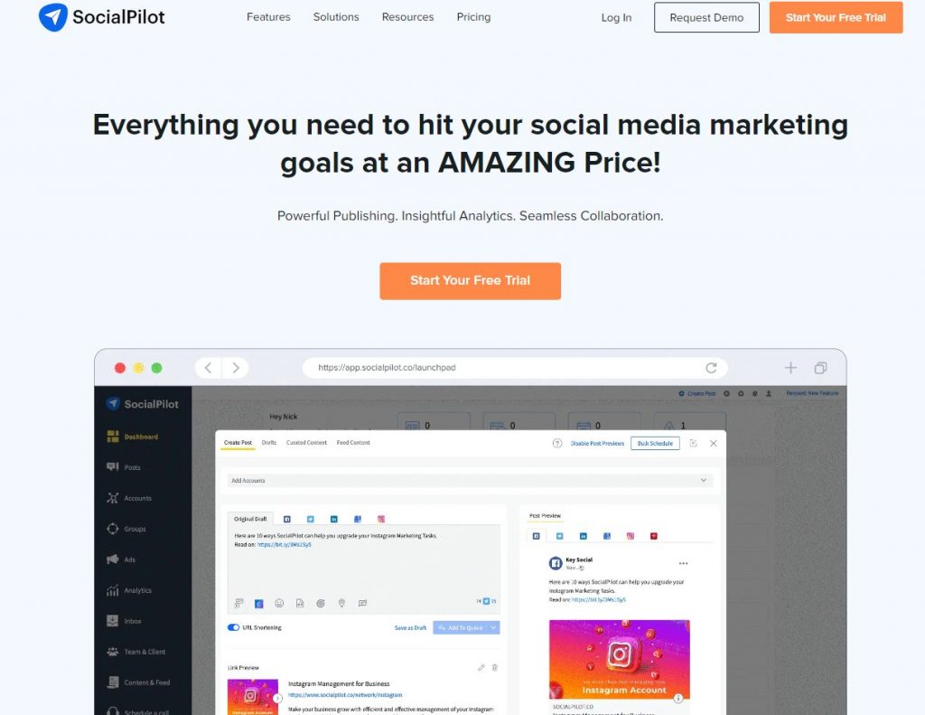 SocialPilot social media marketing platform