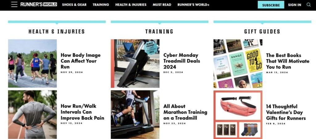 Runner’s World magazine Squarespace