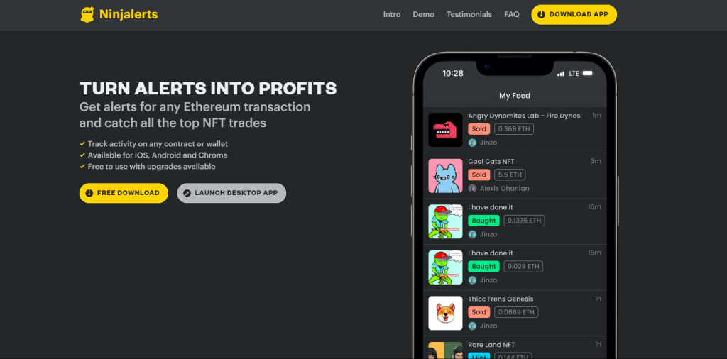 Ninjalerts Real-time NFT trade alerts