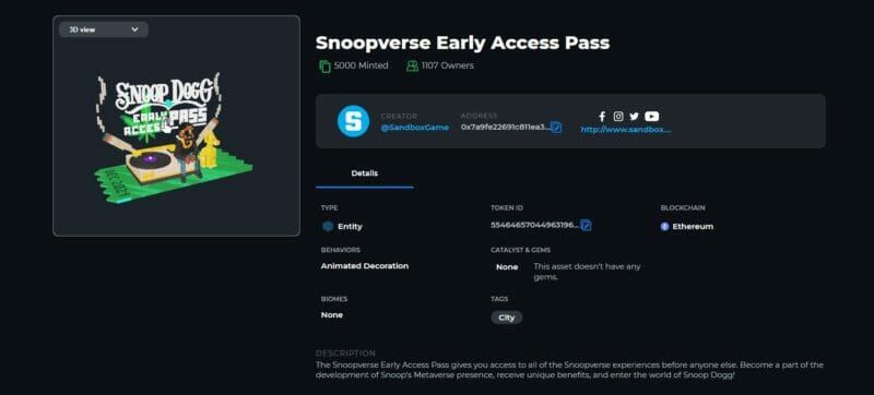 Snoopverse early access pass