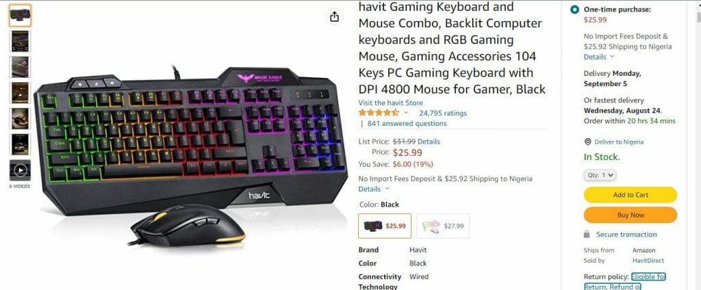 Gaming Keyboard and Mouse Combo Amazon