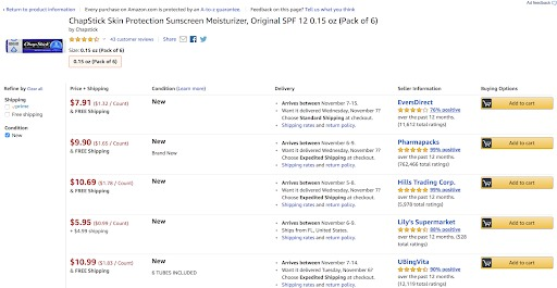 List of offers homepage