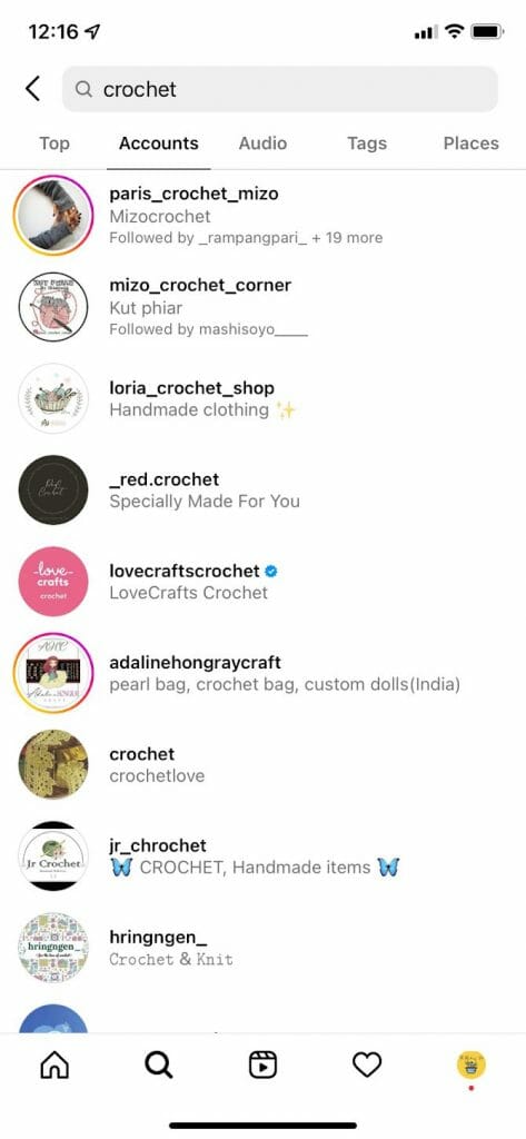 Instagram search - accounts related to keyword