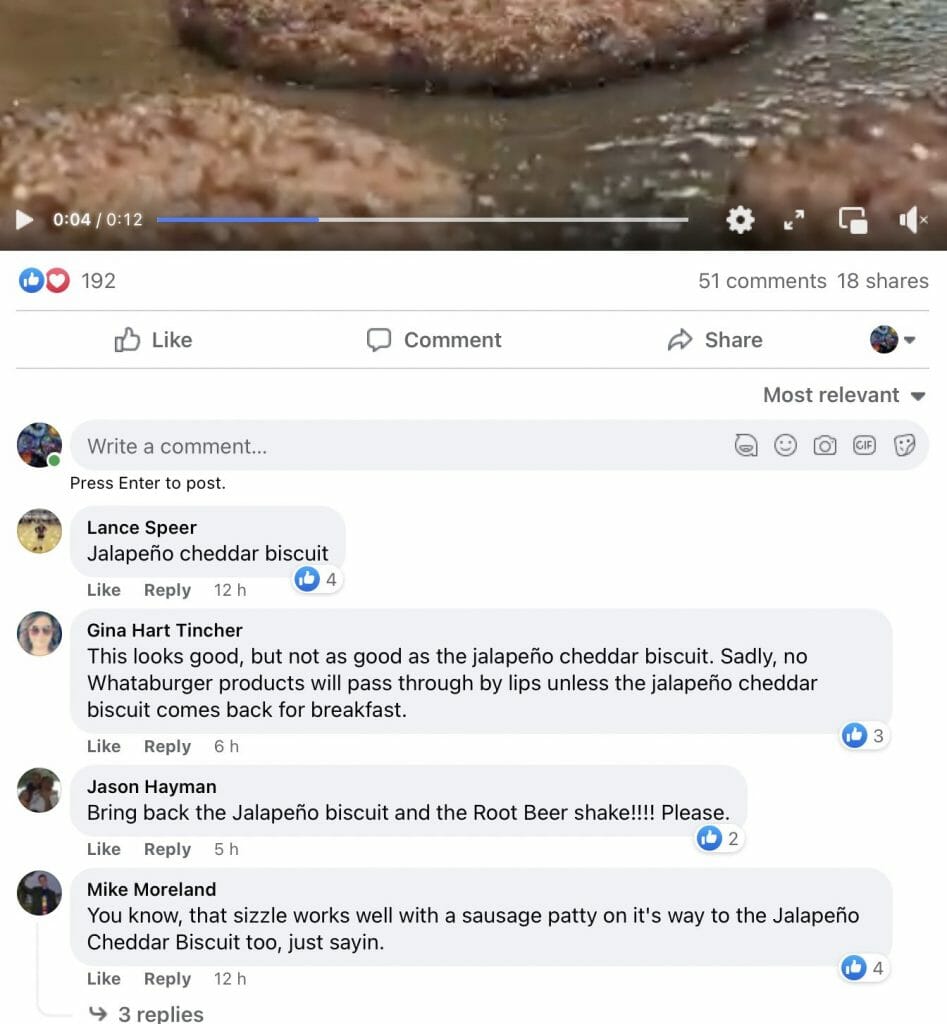 comments Facebook post