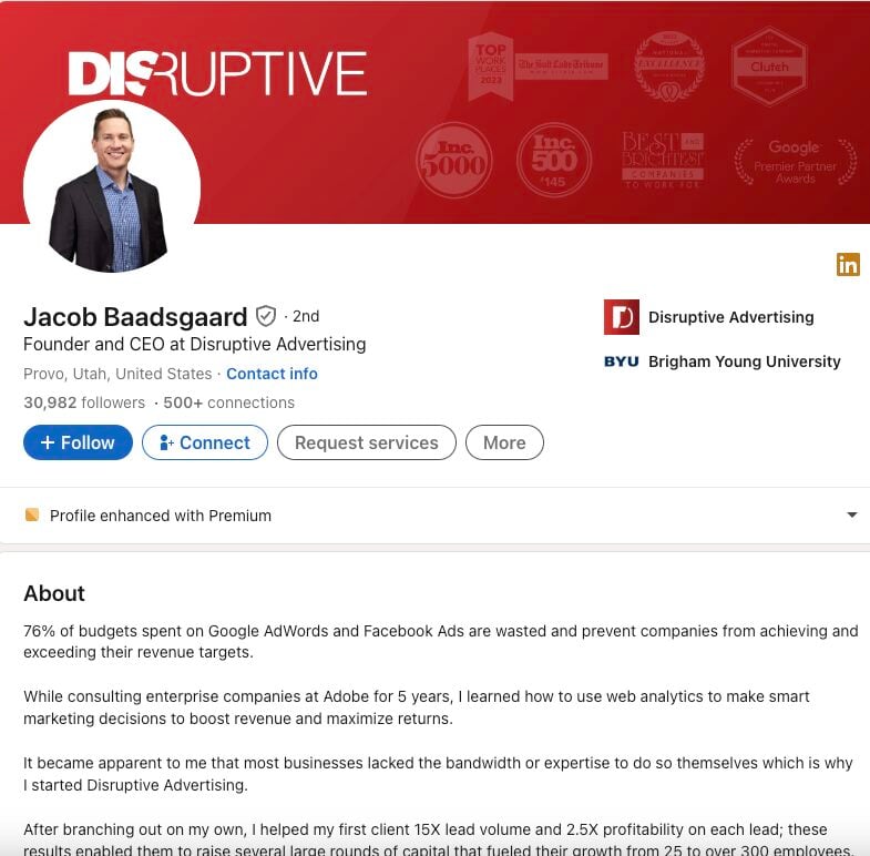 Jacob Baadsgaard 2nd degree connection2nd Founder and CEO at Disruptive Advertising