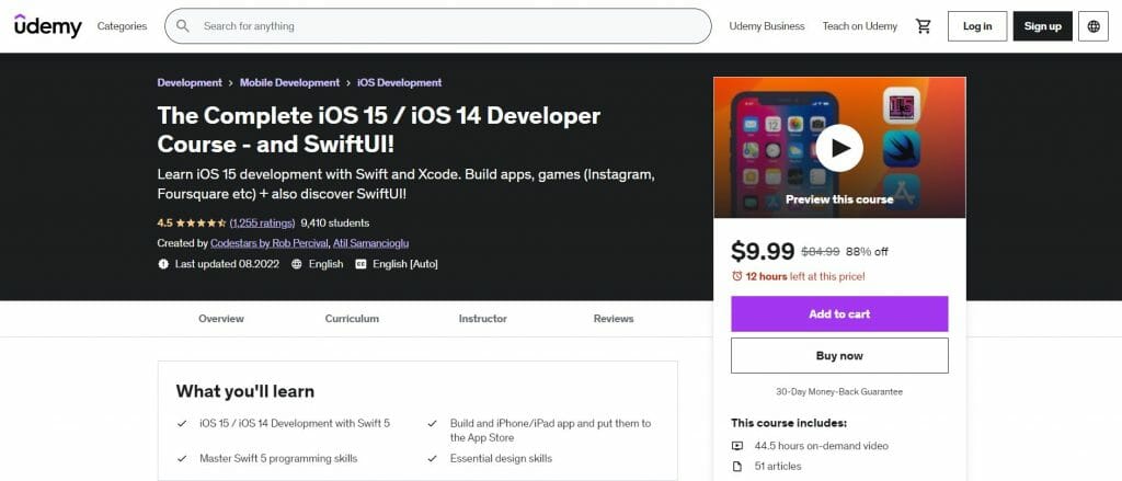 10 Of The Top IOS App Development Courses Paid And Free   The Complete IOS 15   IOS 14 Developer Course An 1024x439 