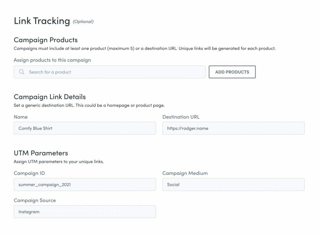 influencer link tracking / Pixlee