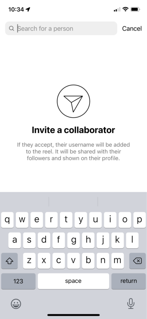 Invite collaborator function on instagram
