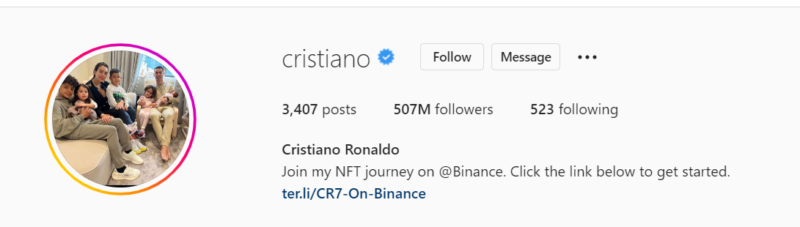 Cristiano Ronaldo instagram account