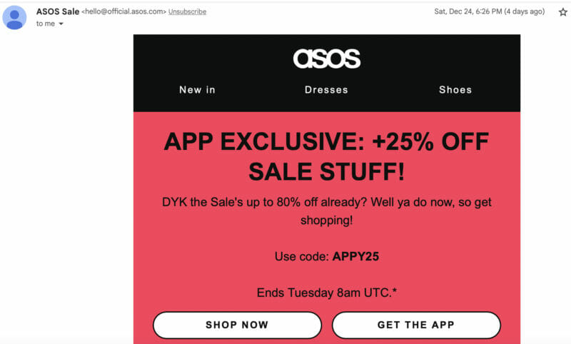 ASOS email marketing