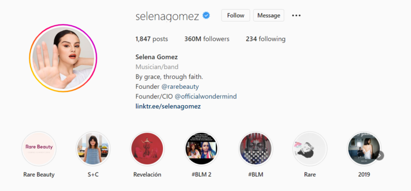 Selena Gomez instagram account