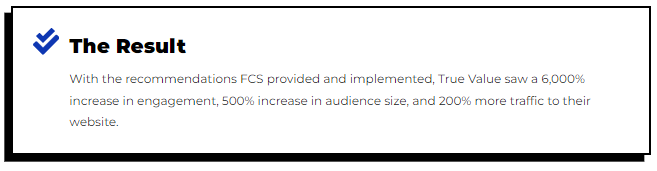 True Value campaign results