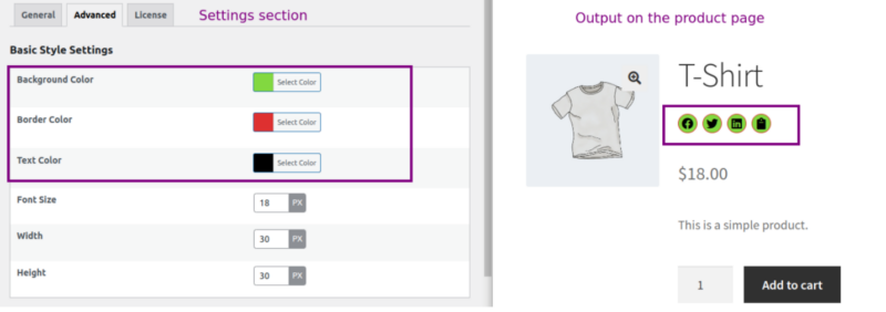 Social Share for WooCommerce / Setting section