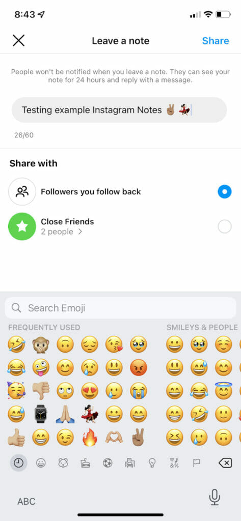 “Close Friends” list on instagram