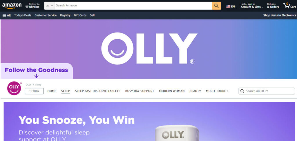 Amazon storefront OLLY