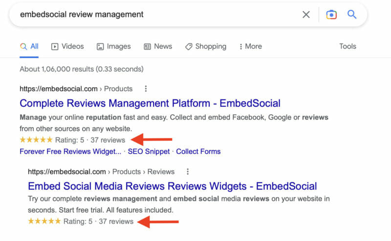 embedsocial review management - request to google