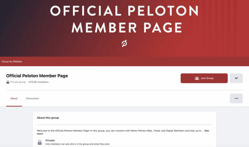 Peloton member page facebook