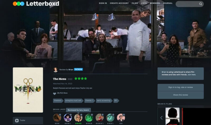 Letterboxd social media network