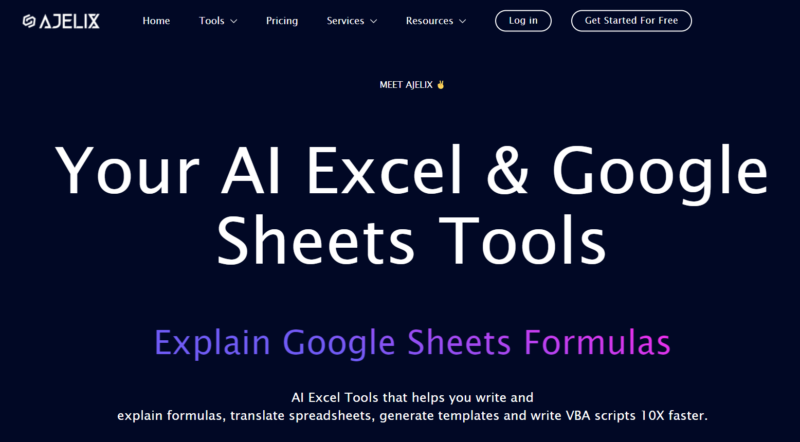 Ajelix AI excel tool