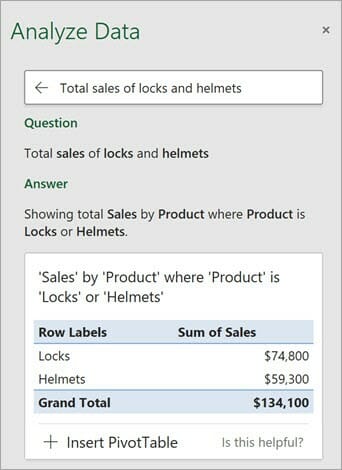 Excel analyze data tool