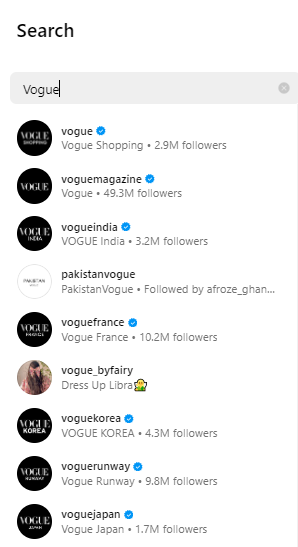 Vogue country-wise accounts