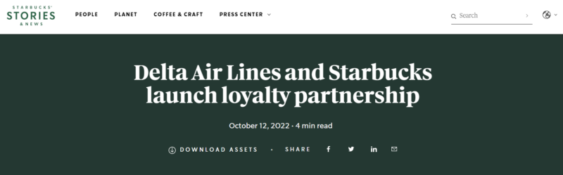 Delta Air Lines and Starbucks / loyalty partnership
