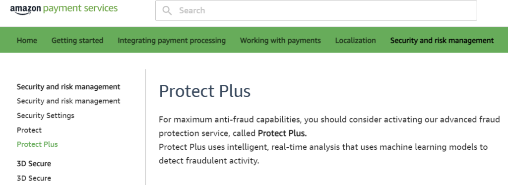 Amazon Payment Services: Protect Plus