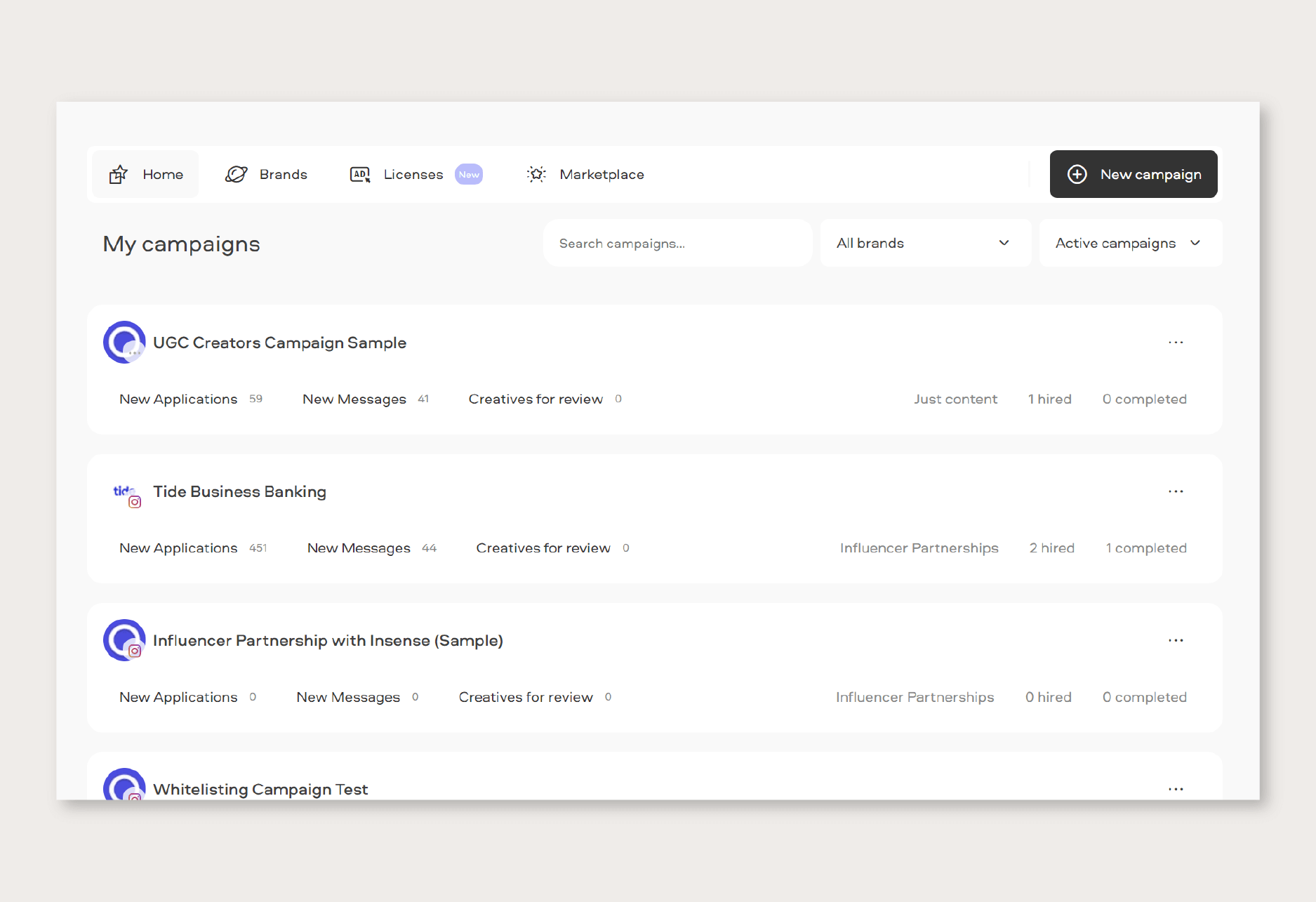 Main Dashboard / insense 