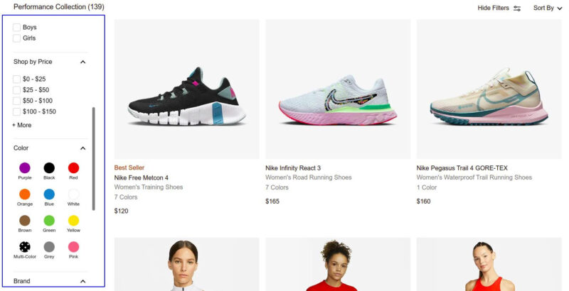 Nike product options example