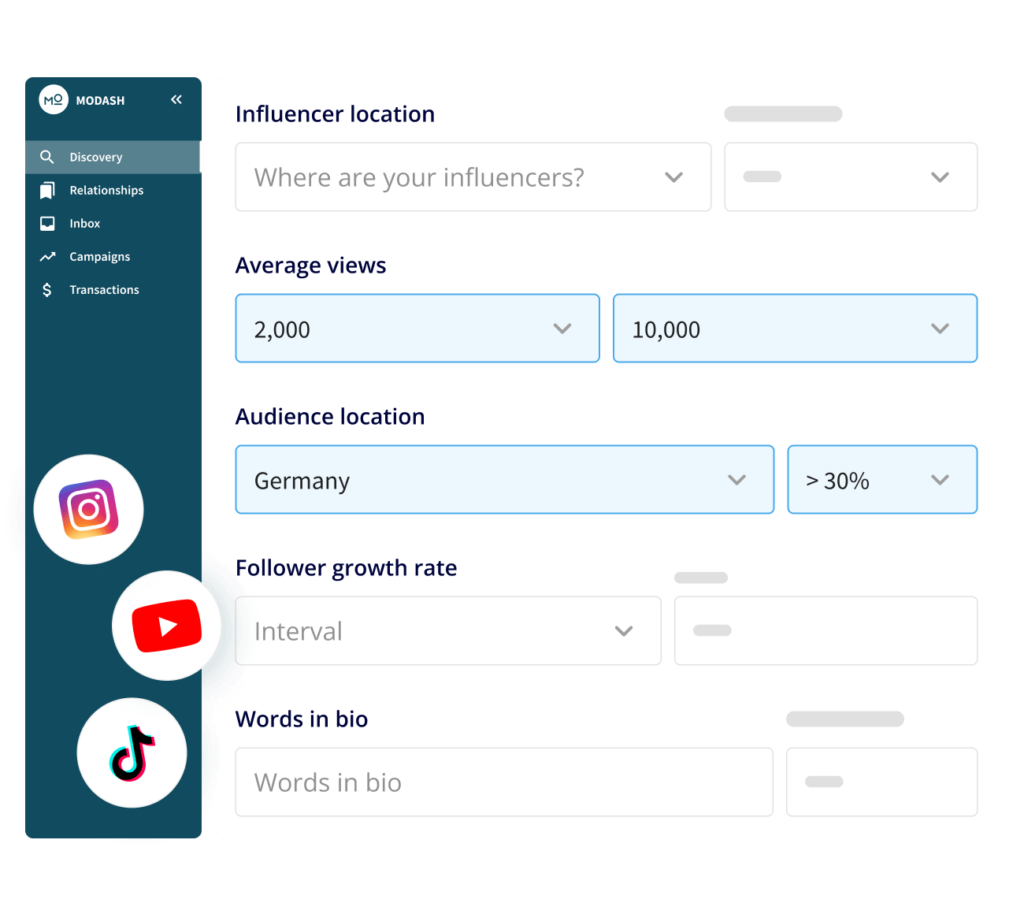 Modash’s Influencer Discovery tool