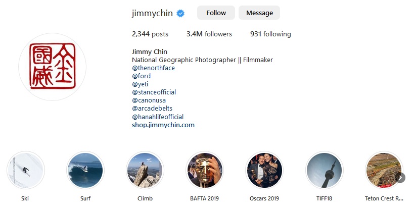  Jimmy Chin instagram creator
