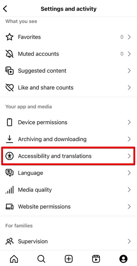 Accessibility and translations