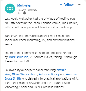 Meltwater LinkedIn post