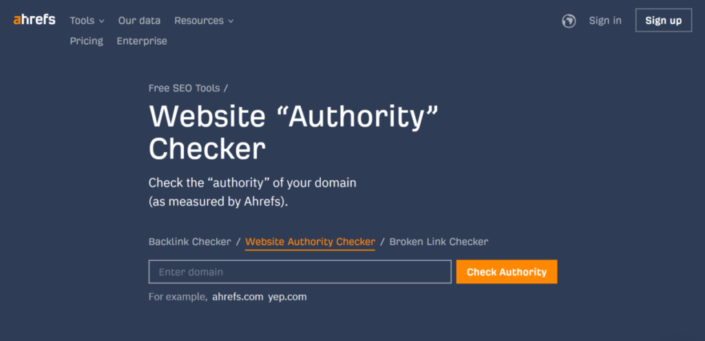 Ahrefs Website “Authority” Checker