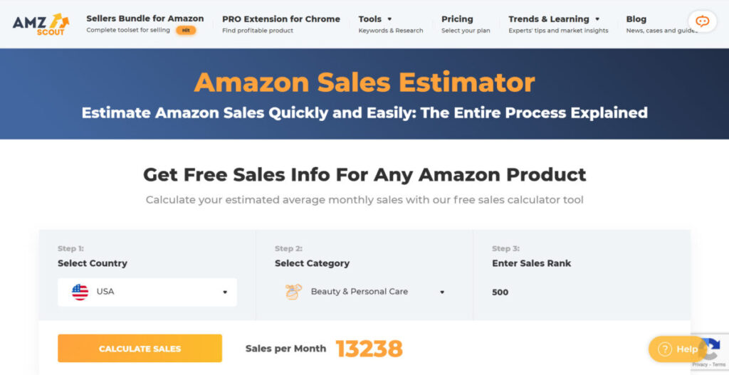 AMZ Scout Amazon sales estimator