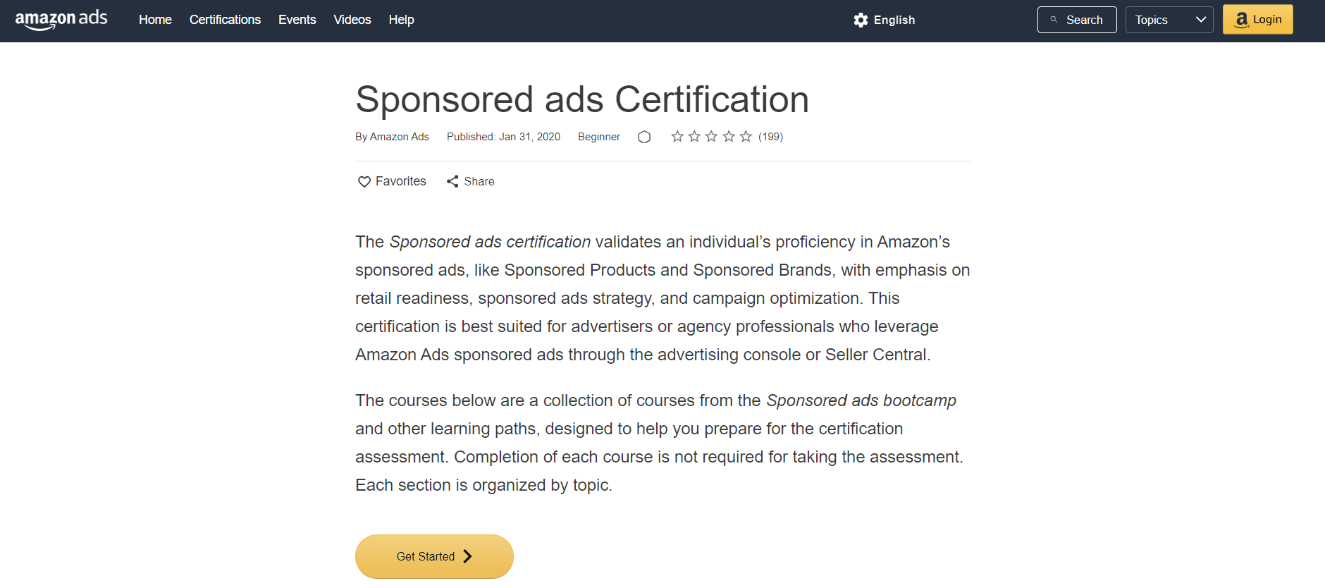 Amazon Sponsored Ads Certifications by Amazon