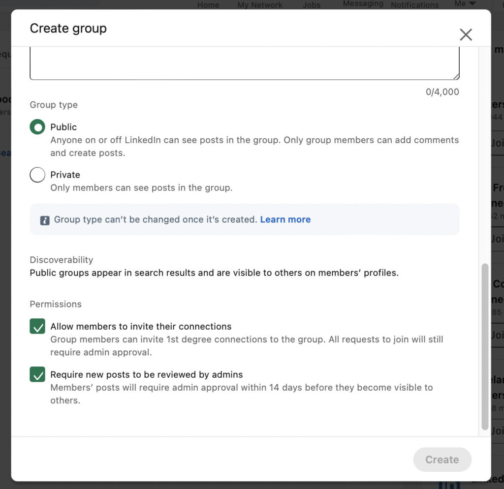 Create LinkedIn Group