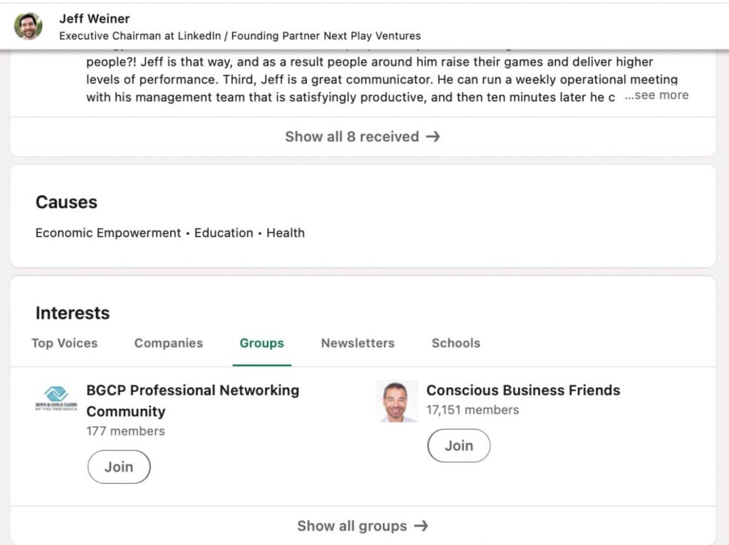 LinkedIn group Searchable