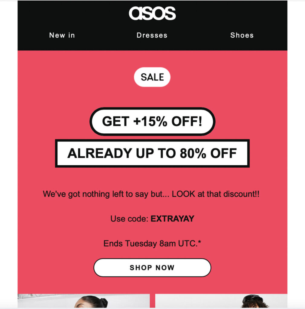 Asos promoting email
