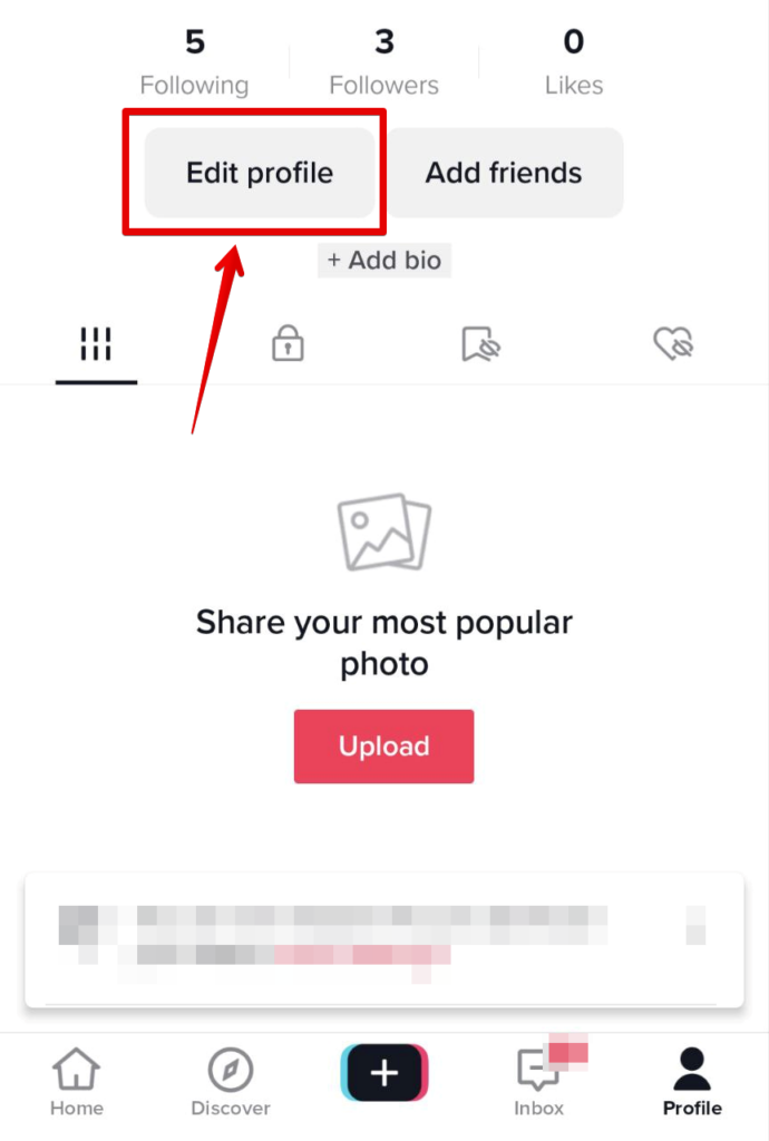 TikTok edit profile settings