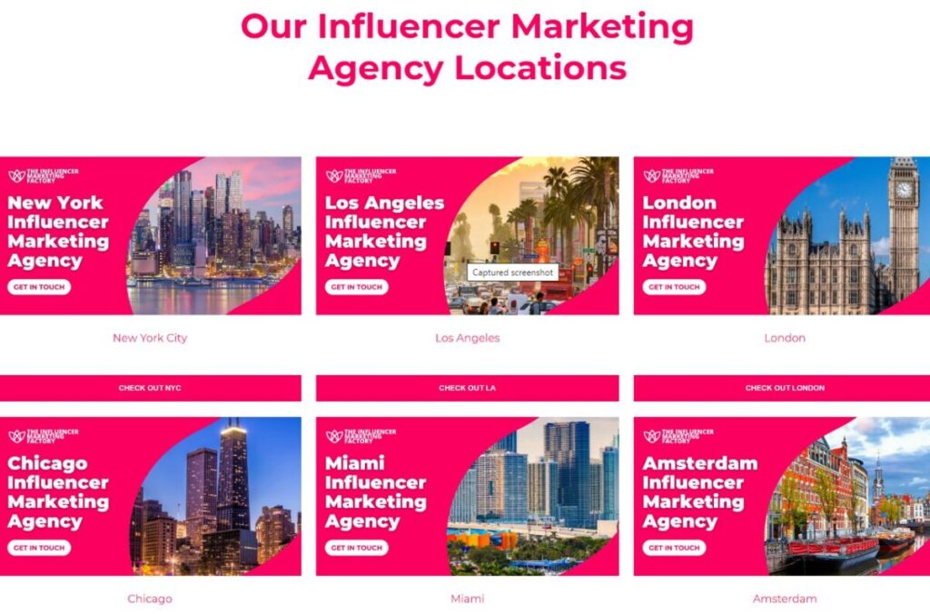 Influencer marketing agency locations
