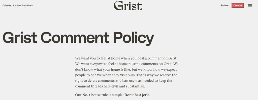 Grist Comment Policy